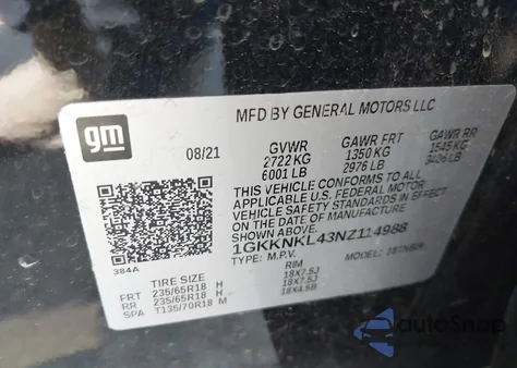 2022 GMC Acadia Fwd Sle from USA, damaged, VIN 1GKKNKL43NZ114988
